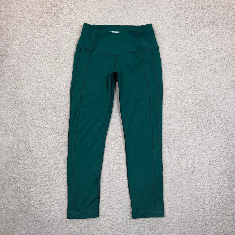 Victoria Sport Knockout Capri Leggings Green High Rise Pockets XS